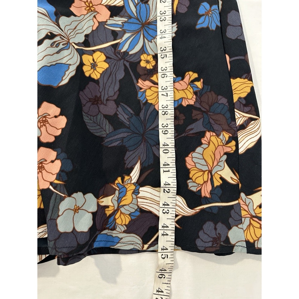 Navy Floral Midi Wrap Dress Size XL Ruffle Cottagecore Fairy Whimsigoth Coquette - Picture 7 of 8